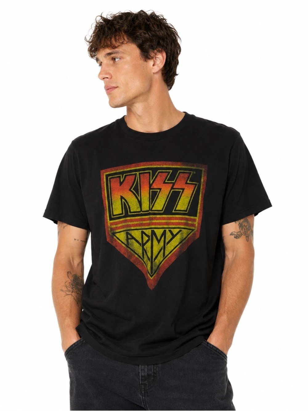 KISS Unisex Black Cotton Graphic T-Shirt Size Large